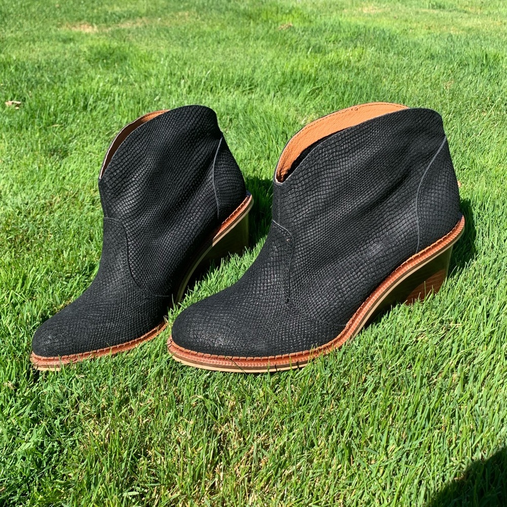 Leather Wedge Booties size 9.5
